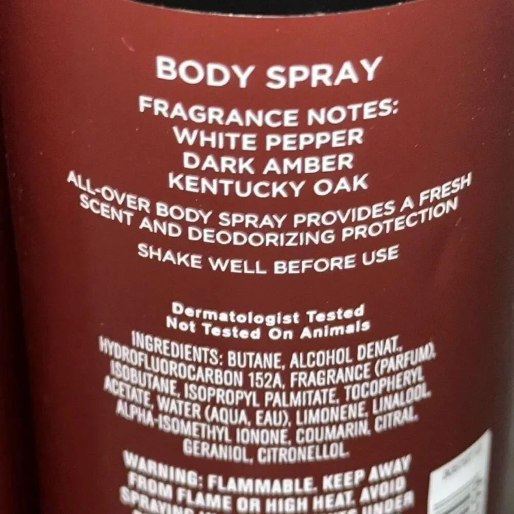 Bath & Body Works Lot of 2 Bourbon Men’s Collection Body Spray Pepper Amber Oak